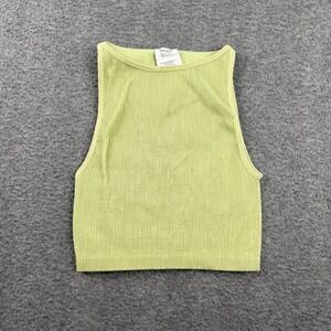 Cotton On Lime Green Ribbed‎ High Neck Cropped Tank Top Women's XS/S
